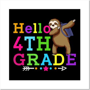 Sloth Hello 4th Grade Teachers Kids Back to school Gifts Posters and Art